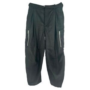 Bottega Veneta Herringbone Cargo Casual Pants in Black Wool